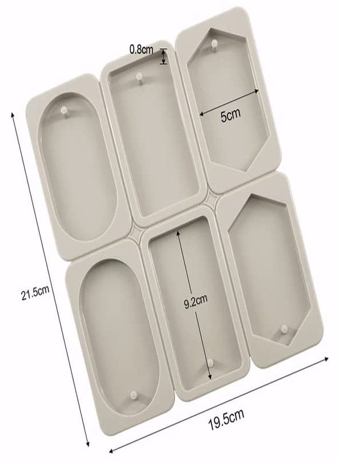 Skytail 6 Slot Resin Bookmark Mould, Rectangle, Oval and Hexagon Resin Mould Silicone Wax Mold, Keychain Mould Epoxy Casting Mold with Hanging Hole for DIY Jewelry Making Pendant Crafts Decor - Image 2